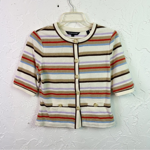 Veronica Beard Brendan Striped Cotton Blend Terry Cardigan Size Small - Picture 1 of 7